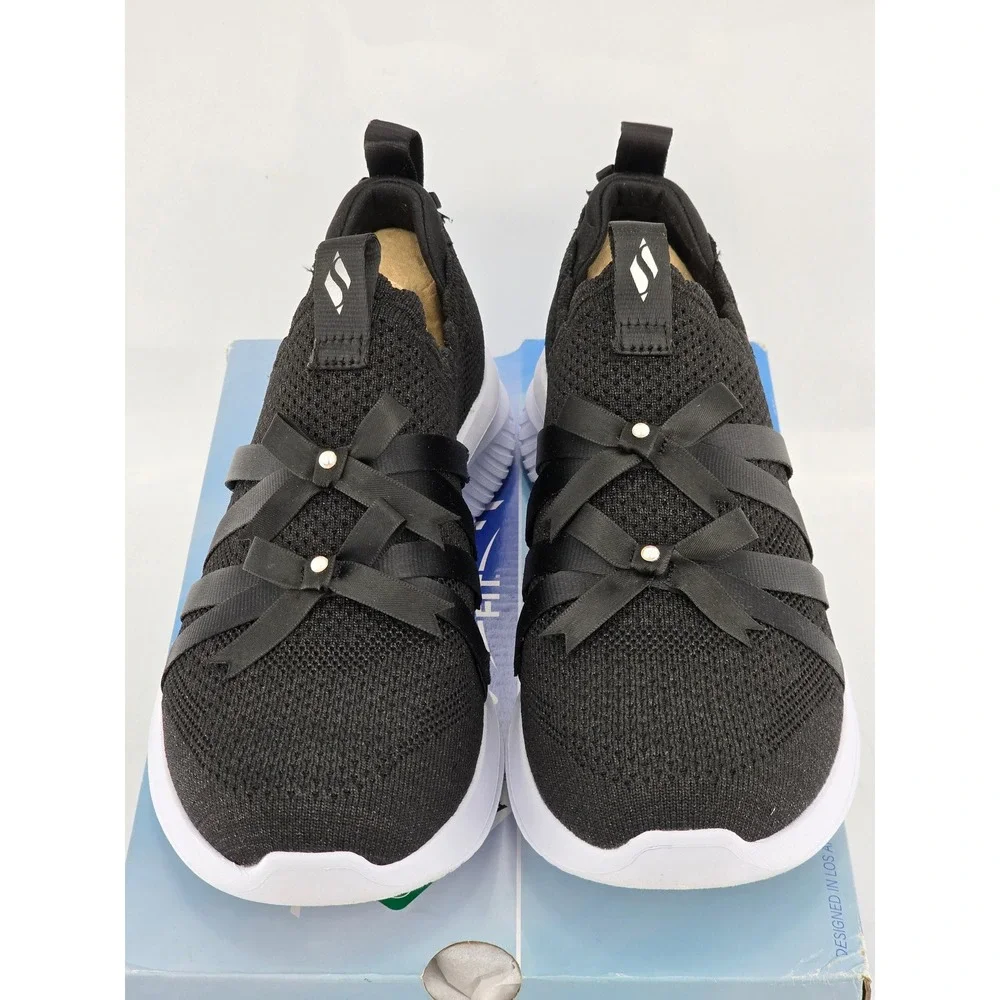 Skechers Ultra Flex 3.0 Sweet Ties Kids 4.5 Black Slip On Sneakers -New